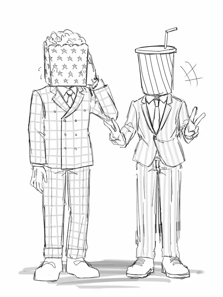 スーツのジュースとポップコーン