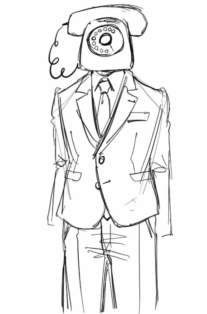 黒電話頭落書き1