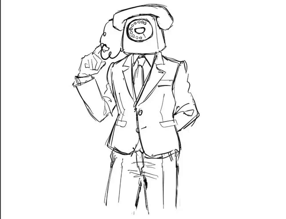 黒電話頭落書き2